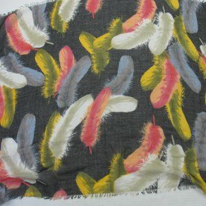 💚FEATHER Design Scarf Semi Sheer 30x70 Native